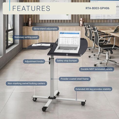 Techni Mobili Rolling Adjustable Laptop Cart, Graphite in Saudi Arabia