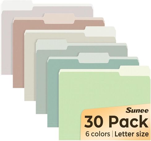 SUNEE File Folders, 30 Pack Manilla Folders 8.5 x 11, Colored File Folders Home Office School Supplies for Documents Files Paper, 6 Assorted Colors in Saudi Arabia