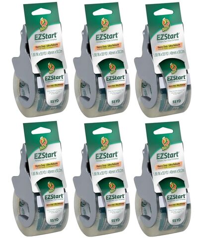 Duck EZ Start Clear Packing Tape with Dispensers – 4 Rolls of Packaging Tape for Shipping, Moving & Storage - Quiet Easy Start Tape for Boxes & Mailing Supplies, 1.88 Inch x 55 Yards (287731) in Saudi Arabia