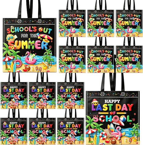 20 Pcs End of Year Students Gift Bags Last Day of School Goodie Bag School's Out For Summer Bags End of Year Non Woven Reusable Bags for School‘s Out for Summer Decorations in Kuwait