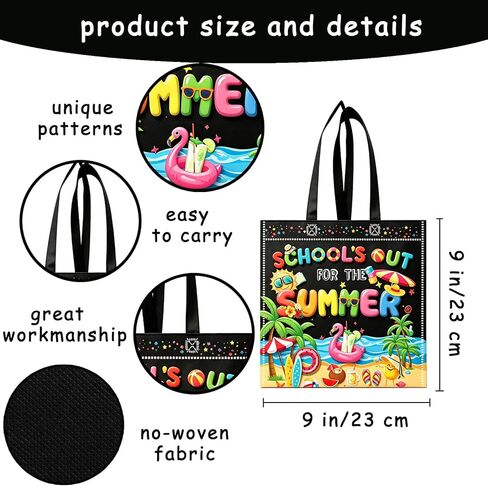 20 Pcs End of Year Students Gift Bags Last Day of School Goodie Bag School's Out For Summer Bags End of Year Non Woven Reusable Bags for School‘s Out for Summer Decorations in Kuwait