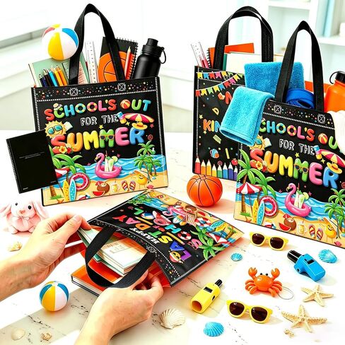 20 Pcs End of Year Students Gift Bags Last Day of School Goodie Bag School's Out For Summer Bags End of Year Non Woven Reusable Bags for School‘s Out for Summer Decorations in Kuwait