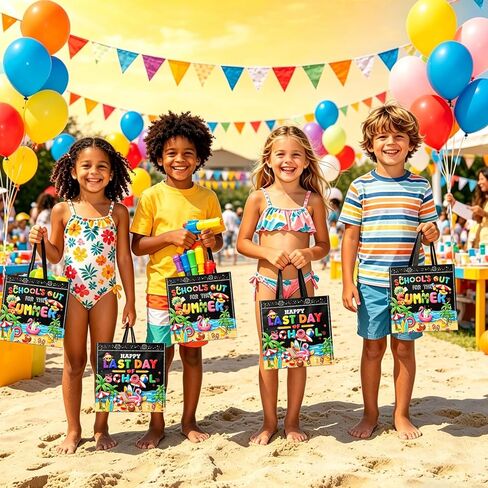 20 Pcs End of Year Students Gift Bags Last Day of School Goodie Bag School's Out For Summer Bags End of Year Non Woven Reusable Bags for School‘s Out for Summer Decorations in Kuwait