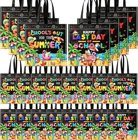 20 Pcs End of Year Students Gift Bags Last Day of School Goodie Bag School's Out For Summer Bags End of Year Non Woven Reusable Bags for School‘s Out for Summer Decorations in Kuwait