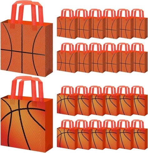 SZJINGCAI 24 Pack Basketball Gift Bags with Handle, Reusable Non Woven Treat Goodie Bag Sport Favor Bags For Basketball Theme Birthday Party Decoration Supplies in Saudi Arabia