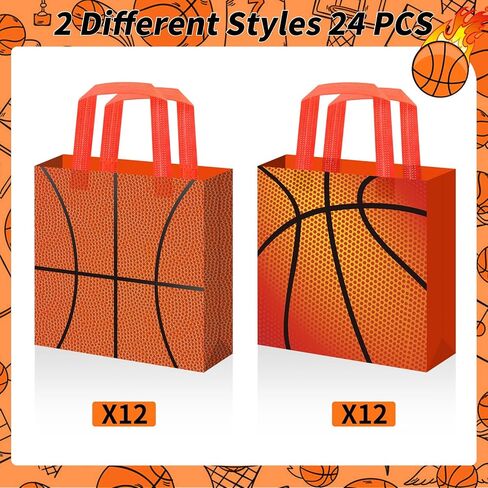 SZJINGCAI 24 Pack Basketball Gift Bags with Handle, Reusable Non Woven Treat Goodie Bag Sport Favor Bags For Basketball Theme Birthday Party Decoration Supplies in Saudi Arabia