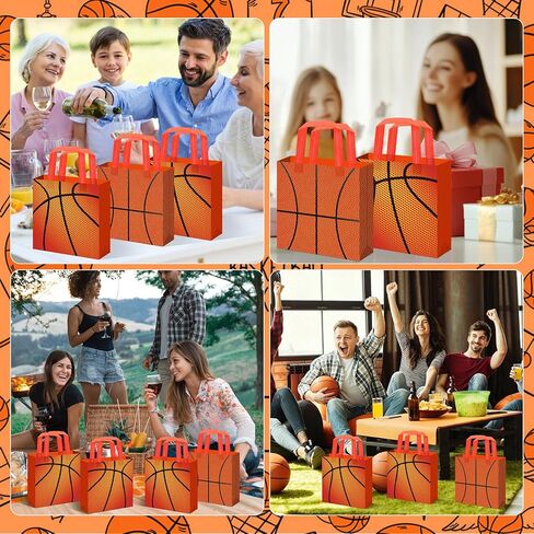 SZJINGCAI 24 Pack Basketball Gift Bags with Handle, Reusable Non Woven Treat Goodie Bag Sport Favor Bags For Basketball Theme Birthday Party Decoration Supplies in Saudi Arabia