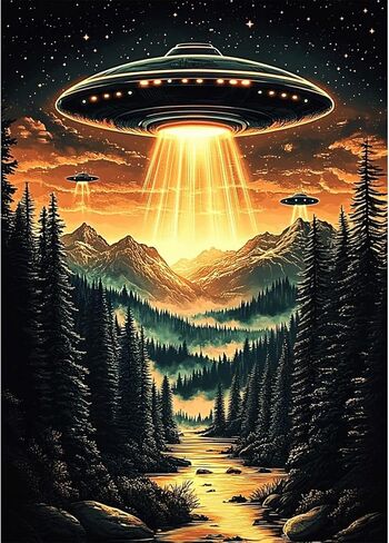 CEOVR UFO Diamond Art Kits for Adults, Alien Spaceship Diamond Painting Dots Crystal 5D DIY Full Round Drill Gem Art, Adult Beginner Crafts Kits, Wall Decor for Home Office 12x16in in Kuwait