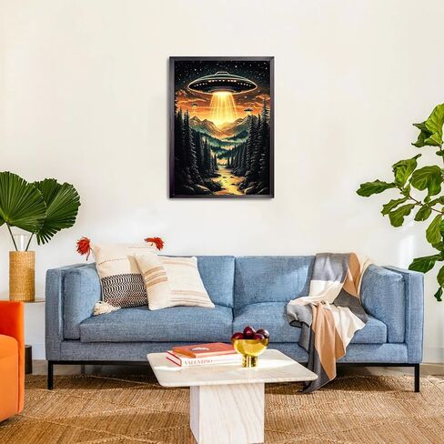 CEOVR UFO Diamond Art Kits for Adults, Alien Spaceship Diamond Painting Dots Crystal 5D DIY Full Round Drill Gem Art, Adult Beginner Crafts Kits, Wall Decor for Home Office 12x16in in Kuwait