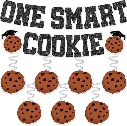 One Smart Cookie Banner - NO DIY One Smart Cookie Graduation Hanging Swirl Decorations For Party Décor Graduation Party Supplies Glitter in Saudi Arabia
