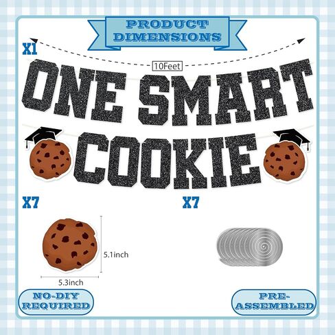 One Smart Cookie Banner - NO DIY One Smart Cookie Graduation Hanging Swirl Decorations For Party Décor Graduation Party Supplies Glitter in Saudi Arabia