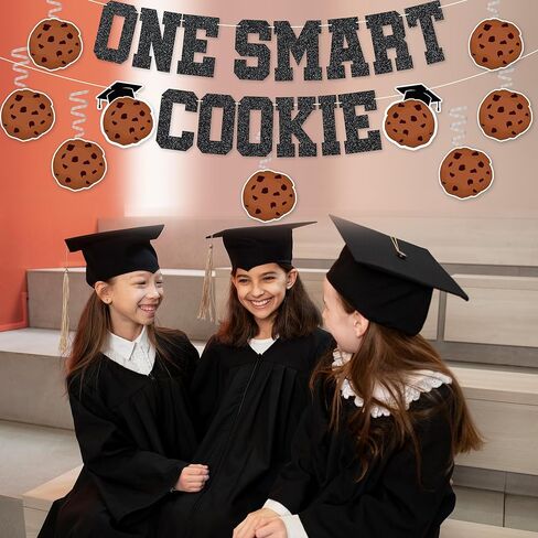 One Smart Cookie Banner - NO DIY One Smart Cookie Graduation Hanging Swirl Decorations For Party Décor Graduation Party Supplies Glitter in Saudi Arabia