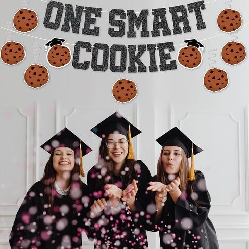 One Smart Cookie Banner - NO DIY One Smart Cookie Graduation Hanging Swirl Decorations For Party Décor Graduation Party Supplies Glitter in Saudi Arabia
