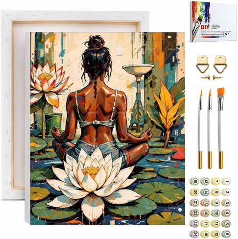 Sceorixa Yoga Meditation Woman Paint by Numbers Kit for Adults - DIY Lotus Pose Painting On Canvasch, Acrylic Paint Set for Beginners, Relaxation Art for Home Or Gifts in Saudi Arabia
