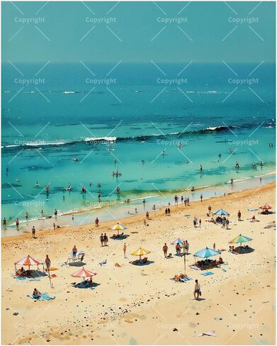 Beach Paint by Numbers Kit for Adults - DIY Summer Beach Scene with Umbrellas Painting on Canvas 16x20 Inches, Acrylic Paint Set, Suitable for Beginners,Coastal Art for Home Decoration/Gifts in Saudi Arabia