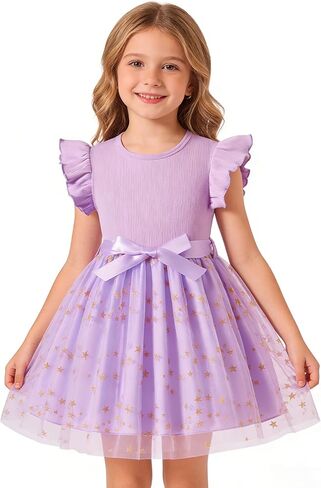 Toddler Girls Tulle Dress Baby Girl Summer Dress Ruffle Sleeveless Birthday Party Princess Causal Tutu Sundress 2-7Y in Saudi Arabia