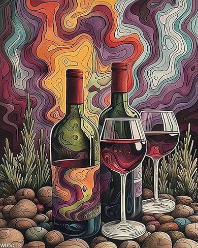 Wine Paint by Numbers Kit for Adults Beginner, Paint by Numbers on Canvas, DIY Adult Crafts Painting Kits with Acrylic and Brushes, Hobbies for Women, for Home Wall Decor, 16x20in in Saudi Arabia