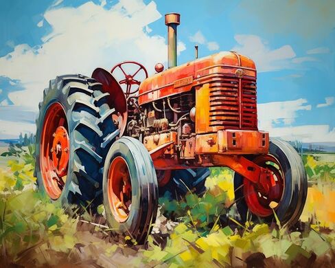 SKMN Paint by Numbers for Adults,Old Tractor in Forest Farm,Acrylic Oil Painting by Numbers Kits for Beginner Art Crafts Canvas for Home Decor,40x50cm in Saudi Arabia