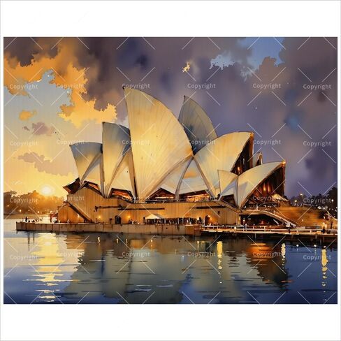 TAOPAOLAB Cityscape Paint by Numbers Kit for Adults - DIY Sydney Opera House at Sunset Painting on Canvas 16x20 Inches, Acrylic Paint Set, Suitable for Beginners, Australia Art for Home or Gifts in Saudi Arabia