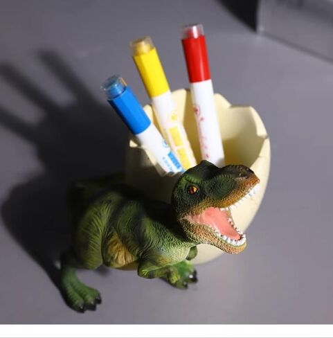 Fun Dinosaur Desk Organizer with Holder for Pens, Pencils & Toothbrush Adorable Kids' Room & Office Decor for Dino Lovers in Kuwait
