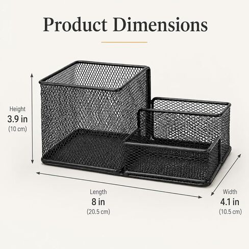 3-Tier Metal Mesh Desk Organizer with Sticky Note Holder, 8.1"x4.1"x4" Pen Pencil Holder Office Desk Organizers and Accessories Set (Black) in Saudi Arabia