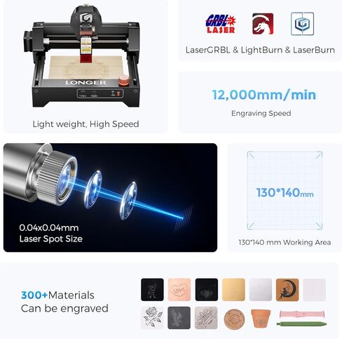 LONGER Laser Engraver – Ray5 mini Portable Laser Engraving and Cutting Machine, 0.04mm Laser Spot, 12000mm/min, Ideal for DIY Projects on Wood, Metal, Acrylic, Leather, and More (3.5W) in Kuwait
