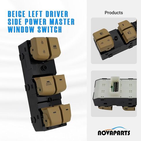 NOVAPARTS 93570-3X000 Beige Left Driver Side Power Master Window Switch for 2011 2012 2013 2014 2015 Hyundai Elantra for AUTO Down in Kuwait