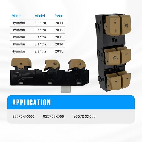 NOVAPARTS 93570-3X000 Beige Left Driver Side Power Master Window Switch for 2011 2012 2013 2014 2015 Hyundai Elantra for AUTO Down in Kuwait