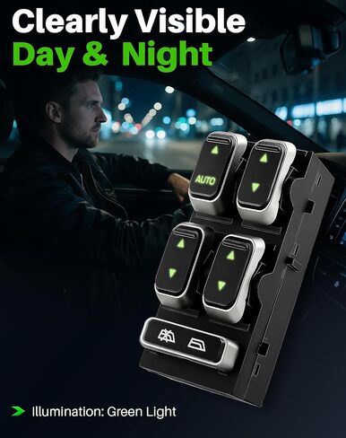 Power Window Switch & Door Lock Switch Fit for Lincoln Town Car 2003 2004 2005 2006 2007 2008 Front Left Driver Side, Replace OE 5W1Z-14529-BA, 5W1Z14028BA in Kuwait