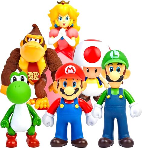 6-Piece Super Mario Action Figures Set, Mario & Luigi Figurines Cake Toppers, Birthday Party Supplies and Decorations, Collectible Toys for Fans (5 inch) in Saudi Arabia