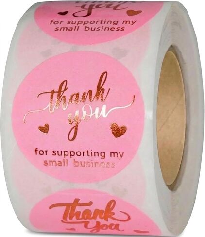 500 Pcs Thank You Stickers, 1.5 Inch Pink and Rose Gold Thank You Stickers for Small Business, Self-Adhesive & Waterproof Stickers with Beautiful Designs, Strong and Durable Envelope Seals in Saudi Arabia