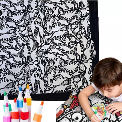 Hztongda Create Your Own Masterpiece! DIY Coloring Blanket for Adults - Color with Markers and Unleash Your Creativity (Style 1) in Kuwait