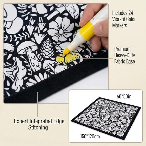 Hztongda Create Your Own Masterpiece! DIY Coloring Blanket for Adults - Color with Markers and Unleash Your Creativity (Style 1) in Kuwait