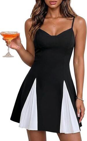Women's Sexy Sweetheart Neck Sleeveless Mesh Color Block A-Line Flared Party Short Dress in Saudi Arabia