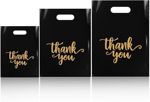 Odseciran 200PCS Reusable Thank You Bags: 3 Size Plastic Shopping Bag for Small Business with Handle, Merchandise Bags for Boutique Retail Wholesale Goodie Wedding Party (purple) in Saudi Arabia