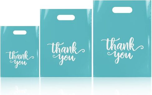 Odseciran 200PCS Reusable Thank You Bags: 3 Size Plastic Shopping Bag for Small Business with Handle, Merchandise Bags for Boutique Retail Wholesale Goodie Wedding Party (purple) in Saudi Arabia