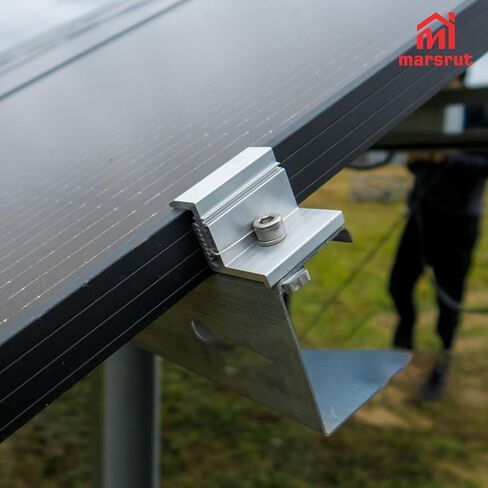 10PCS Solar Panel End Clamp Brackets for Mounting Clip, Adjustable Z Aluminum Rail Roof Kit Hardware, Mid Hold Down Strut Nut Bolt Wrench, RV Pv System Grounding Gutter Install Fastener 30-50mm in Kuwait