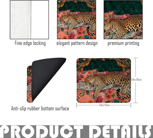 Maximalist Leopard Cheetah Mouse Pad Square 9.5x7.9 in, Trendy Eclectic Pink and Emerald Green Jungle Animal Leopard Mousepad Mat for Laptop Home Office Computer Desk Accessories in Saudi Arabia