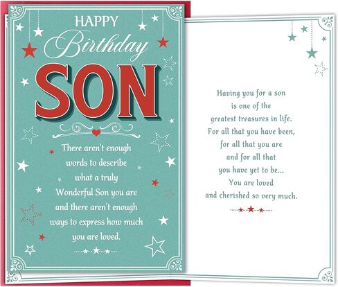 Birthday Card for Son, Heartfelt Happy Birthday Card Gift for Adult Son from Mom and Dad, Meaningful Bday Cards for Him in Kuwait