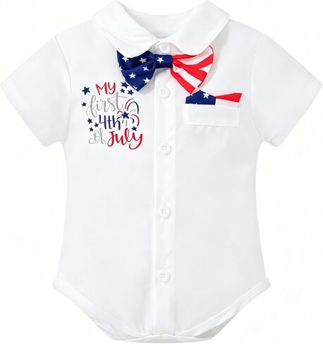 Yruiz Baby Boy's Button-Down Shirt Bodysuit Gentlemen Outfit Festival Short Sleeve Rompers One Piece in Saudi Arabia