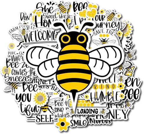 30PCS Bee Stickers, Cute Inspirational Bee Vinyl Waterproof Decals Pack with Positive Quotes for Laptop, Water Bottle, Phone Case, Notebook, Aesthetic Honey Bee Stickers Set in Saudi Arabia