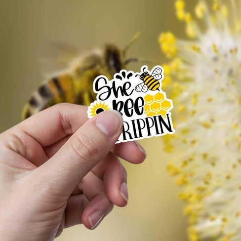 30PCS Bee Stickers, Cute Inspirational Bee Vinyl Waterproof Decals Pack with Positive Quotes for Laptop, Water Bottle, Phone Case, Notebook, Aesthetic Honey Bee Stickers Set in Saudi Arabia