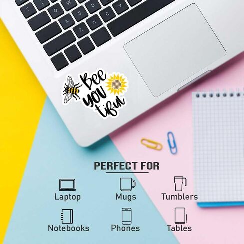 30PCS Bee Stickers, Cute Inspirational Bee Vinyl Waterproof Decals Pack with Positive Quotes for Laptop, Water Bottle, Phone Case, Notebook, Aesthetic Honey Bee Stickers Set in Saudi Arabia