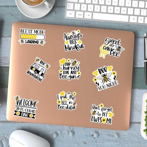 30PCS Bee Stickers, Cute Inspirational Bee Vinyl Waterproof Decals Pack with Positive Quotes for Laptop, Water Bottle, Phone Case, Notebook, Aesthetic Honey Bee Stickers Set in Saudi Arabia
