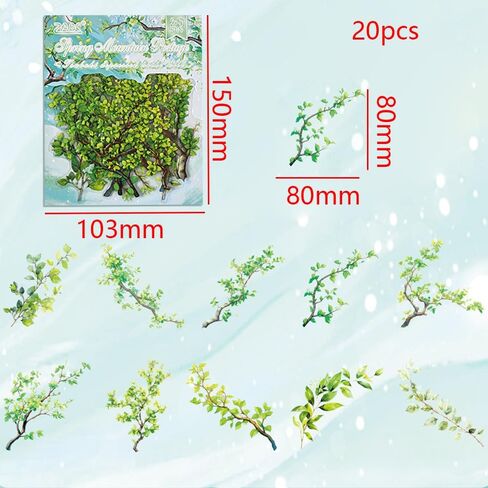 20 Sheets Vintage Plant Flower Decorative Stickers, PET Material Retro Mountain Pattern Stickers for Scrapbook, Diary, Album Collage and DIY Craft Decoration in Kuwait
