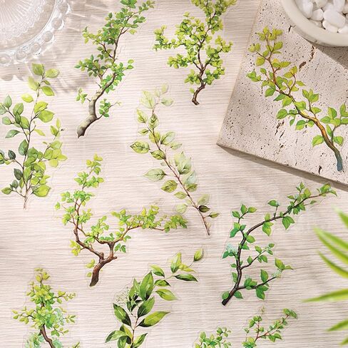 20 Sheets Vintage Plant Flower Decorative Stickers, PET Material Retro Mountain Pattern Stickers for Scrapbook, Diary, Album Collage and DIY Craft Decoration in Kuwait