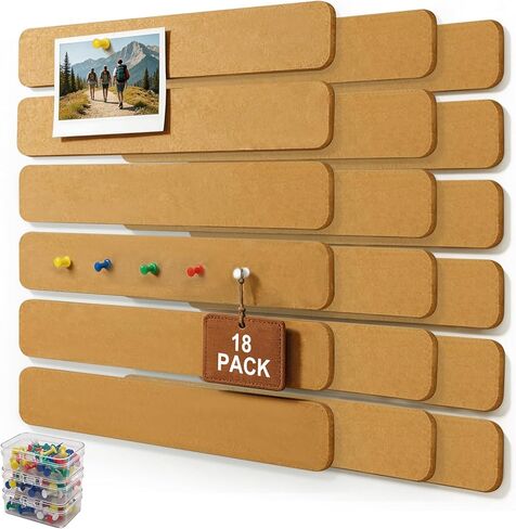Fushing Cork Boards Felt Bulletin Boards, 13"x2" Pin Boards with Push Pins, Self-Adhesive, No-Drill Wall Mount Pin Boards for Classroom, Office, Home, Dorm, Bedroom Door (6) in Kuwait