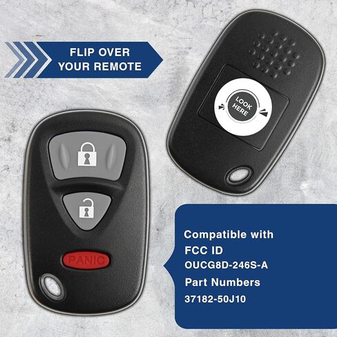استبدال مفتاح KeylessOption لعام 2004 2005 2006 2007 سوزوكي ايريو جراند فيتارا XL7، 3 أزرار OUCG8D-246S-A، مطلوب صانع الأقفال (عبوة من قطعتين) in Kuwait