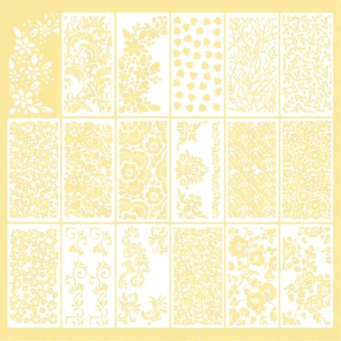 Flower Stencils, 18 Pcs Reusable Stencils for Crafts, Floral Leaf Background Templates for Painting on Wood, Wall, Canvas, Furniture, Scrapbook, Cookie Decorating & DIY Home Decoration in Saudi Arabia