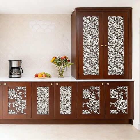 Flower Stencils, 18 Pcs Reusable Stencils for Crafts, Floral Leaf Background Templates for Painting on Wood, Wall, Canvas, Furniture, Scrapbook, Cookie Decorating & DIY Home Decoration in Saudi Arabia